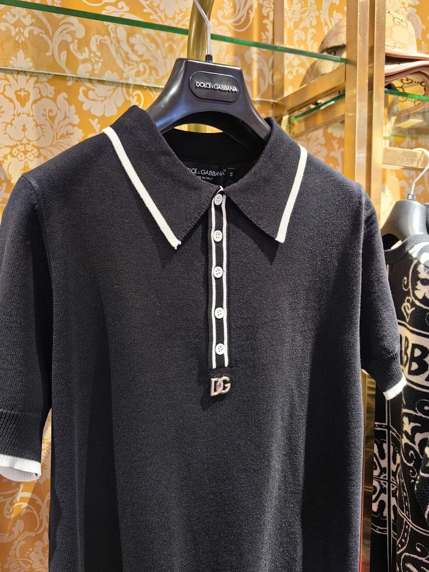 𝘿𝙊𝙇𝘾𝙀 & 𝙂𝘼𝘽𝘽𝘼𝙉𝘼 2025/ss New Arrival polo DG 14 Black White Breathable Black White Sizes 46 48 50 52